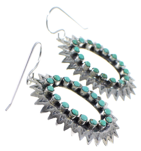 Southwestern Sterling Silver Turquoise Hook Dangle Earrings AX49970