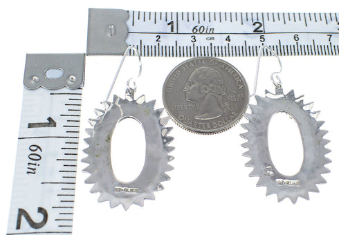 Southwestern Sterling Silver Turquoise Hook Dangle Earrings AX49970