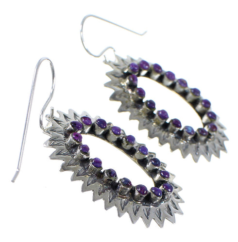 Magenta Turquoise And Sterling Silver Hook Dangle Earrings AX49978