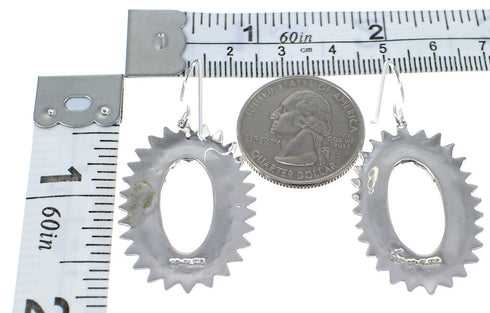 Magenta Turquoise And Sterling Silver Hook Dangle Earrings AX49978