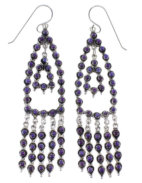 Magenta Turquoise And Sterling Silver Hook Dangle Earrings AX50977