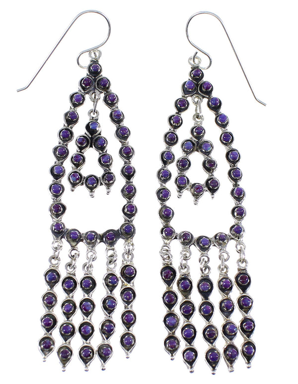 Magenta Turquoise And Sterling Silver Hook Dangle Earrings AX50977