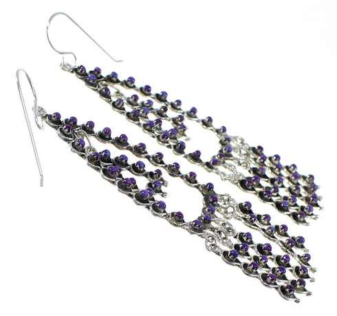 Magenta Turquoise And Sterling Silver Hook Dangle Earrings AX50977