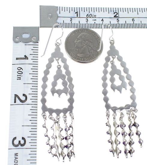 Magenta Turquoise And Sterling Silver Hook Dangle Earrings AX50977