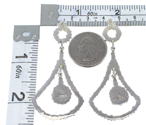 Southwestern Turquoise Sterling Silver Post Dangle Earrings AX50986