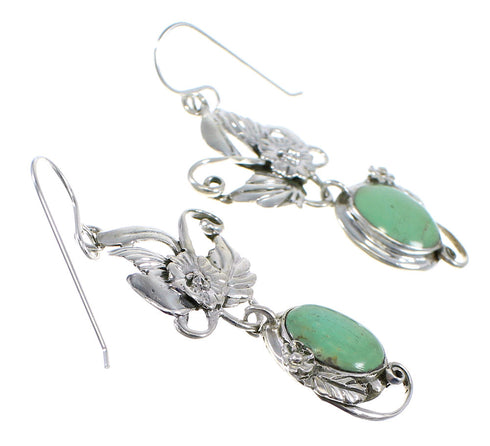Southwestern Silver Turquoise Hook Dangle Flower Earrings AX50011