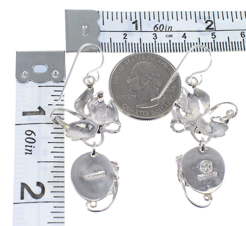 Turquoise Sterling Silver Hook Dangle Flower Earrings AX50015