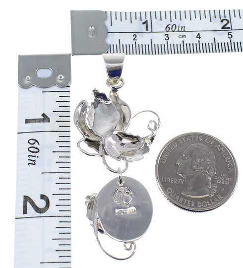 Southwestern Turquoise Silver Flower Pendant AX50162