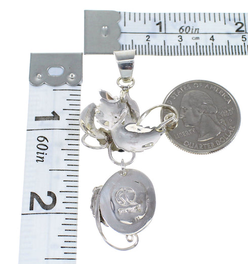 Magenta Turquoise Sterling Silver Flower Pendant AX50202