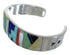 Sterling Silver Multicolor Inlay Southwest Heavy Cuff Bracelet CX49886