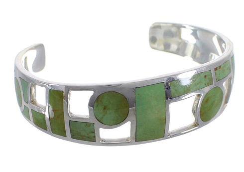 Sterling Silver Turquoise Inlay Southwest Cuff Bracelet CX49908