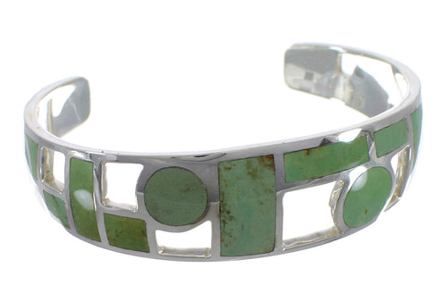 Turquoise Inlay Sterling Silver Southwest Cuff Bracelet CX49909