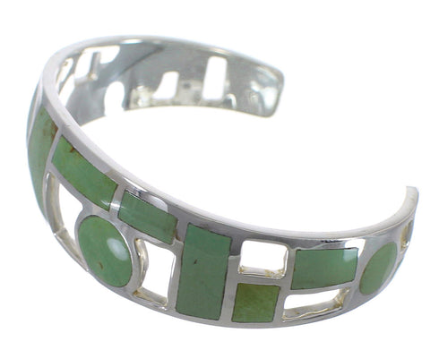 Turquoise Inlay Sterling Silver Southwest Cuff Bracelet CX49909