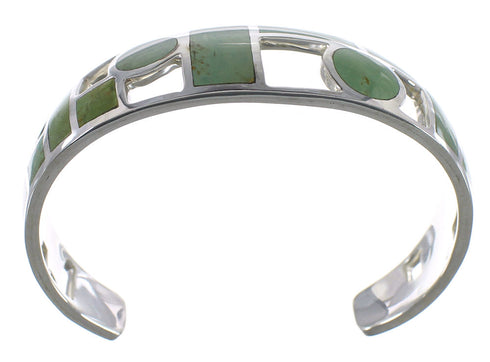 Turquoise Inlay Sterling Silver Southwest Cuff Bracelet CX49909