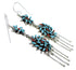 Silver Turquoise And Coral Needlepoint Hook Dangle Earrings AX51086