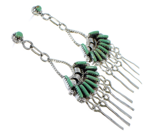 Turquoise And Sterling Silver Needlepoint Post Dangle Earrings AX50686