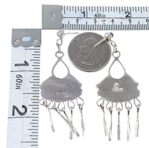 Turquoise And Sterling Silver Needlepoint Post Dangle Earrings AX50686