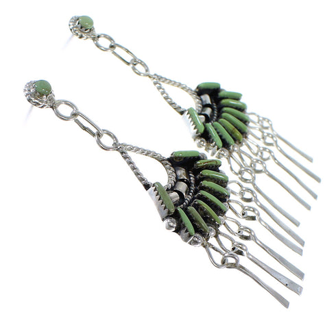 Turquoise And Silver Needlepoint Post Dangle Earrings AX50697
