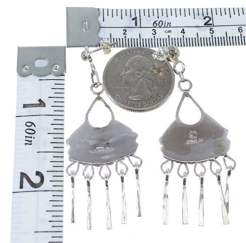 Turquoise And Silver Needlepoint Post Dangle Earrings AX50697