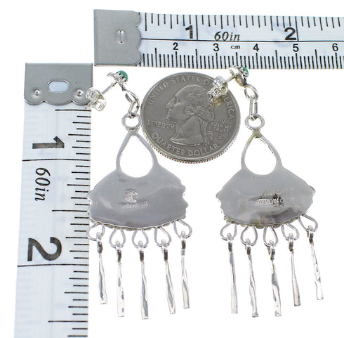 Turquoise Sterling Silver Needlepoint Post Dangle Earrings AX50700