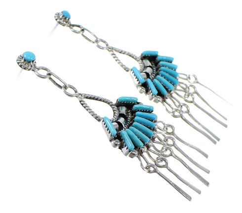 Sterling Silver Turquoise Needlepoint Post Dangle Earrings AX50712