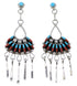 Sterling Silver Turquoise Coral Needlepoint Post Dangle Earrings AX50716