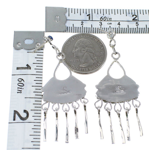 Sterling Silver And Lapis Needlepoint Post Dangle Earrings AX50786