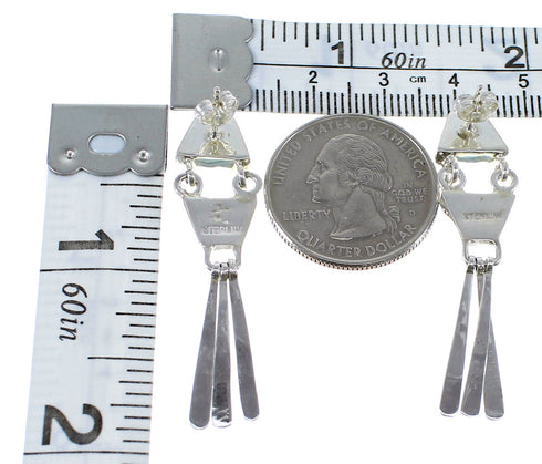 Turquoise Inlay Jewelry Sterling Silver Post Dangle Earrings AX50826