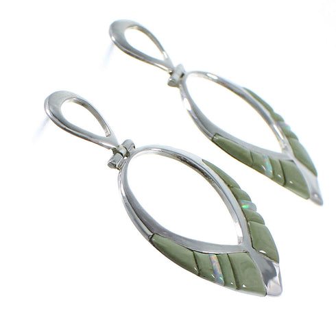 Southwestern Turquoise And Opal Silver Post Dangle Earrings AX50304