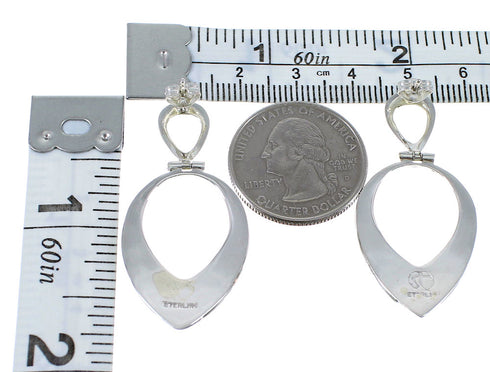 Southwestern Turquoise And Opal Silver Post Dangle Earrings AX50304