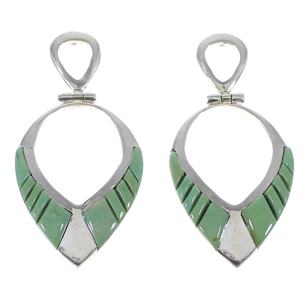 Southwest Sterling Silver Turquoise Post Dangle Earrings AX50325