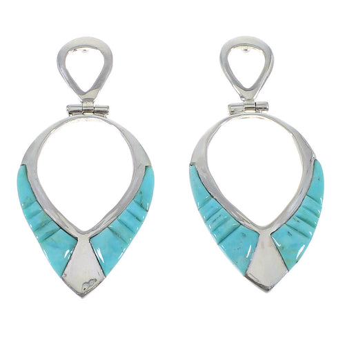 Southwestern Turquoise And Silver Post Dangle Earrings AX50339