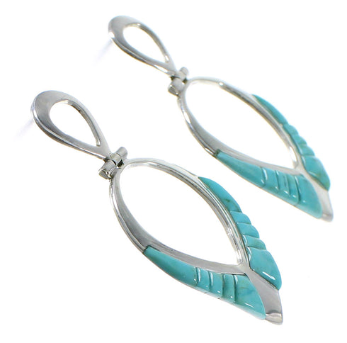 Southwestern Turquoise And Silver Post Dangle Earrings AX50339