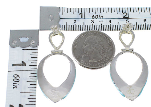 Southwestern Turquoise And Silver Post Dangle Earrings AX50339