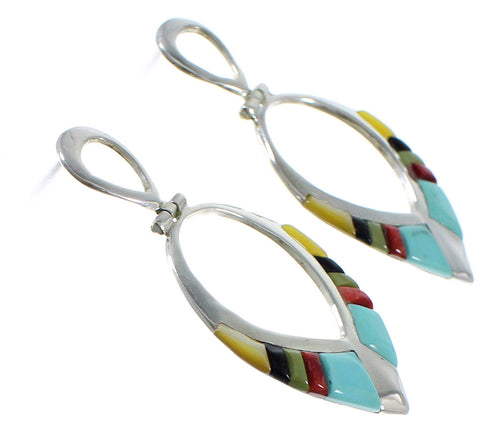 Multicolor And Sterling Silver Post Dangle Earrings AX50346