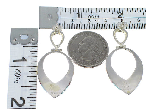 Multicolor And Sterling Silver Post Dangle Earrings AX50346