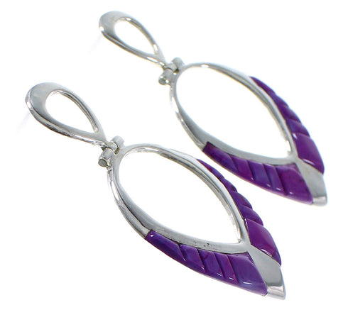 Magenta Turquoise And Sterling Silver Post Dangle Earrings AX50348