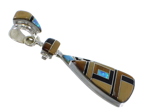 Silver And Multicolor Inlay Pendant AX50384