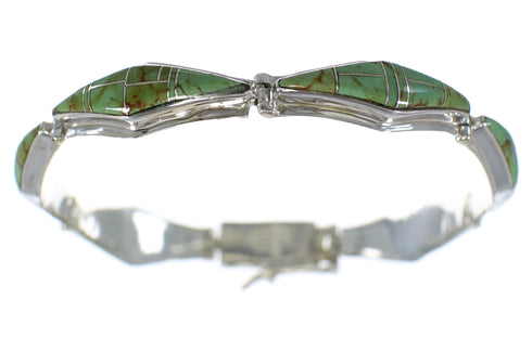 Turquoise Inlay Sterling Silver Southwest Link Bracelet CX50368