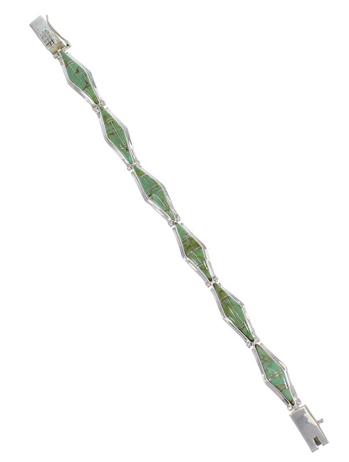 Turquoise Inlay Sterling Silver Southwest Link Bracelet CX50368