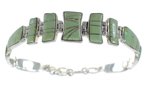 Genuine Sterling Silver Southwest Turquoise Link Bracelet CX50533