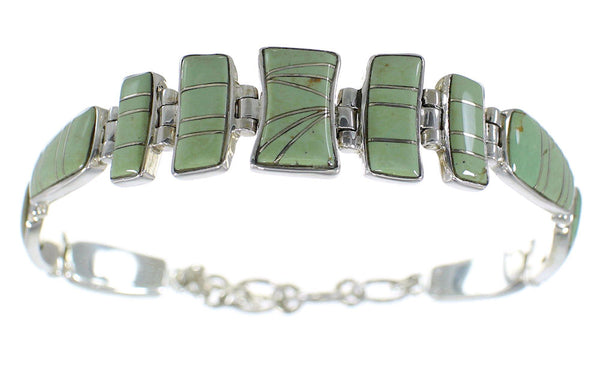 Genuine Sterling Silver Southwest Turquoise Link Bracelet CX50533