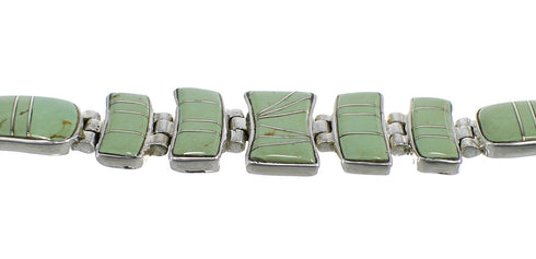 Genuine Sterling Silver Southwest Turquoise Link Bracelet CX50533