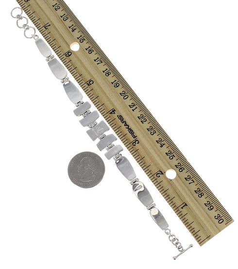 Genuine Sterling Silver Southwest Turquoise Link Bracelet CX50533