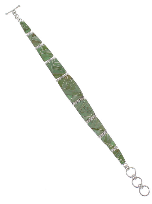 Turquoise Inlay Southwest Sterling Silver Link Bracelet CX51170