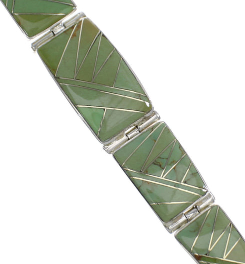 Turquoise Inlay Southwest Sterling Silver Link Bracelet CX51170