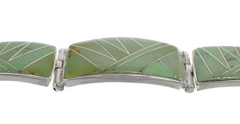 Turquoise Inlay Southwest Sterling Silver Link Bracelet CX51170