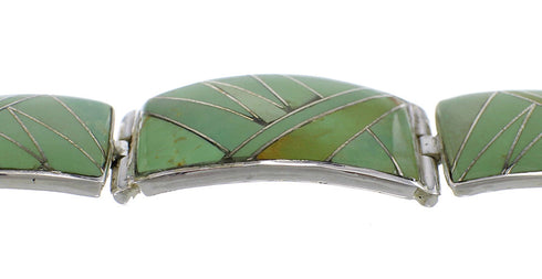 Southwest Sterling Silver Turquoise Inlay Link Bracelet CX51172