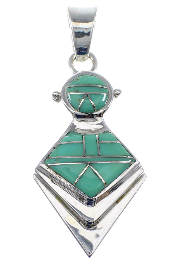 Southwestern Authentic Sterling Silver Turquoise Slide Pendant AX51254