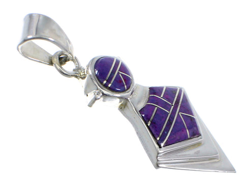 Magenta Turquoise Inlay Silver Pendant AX51271